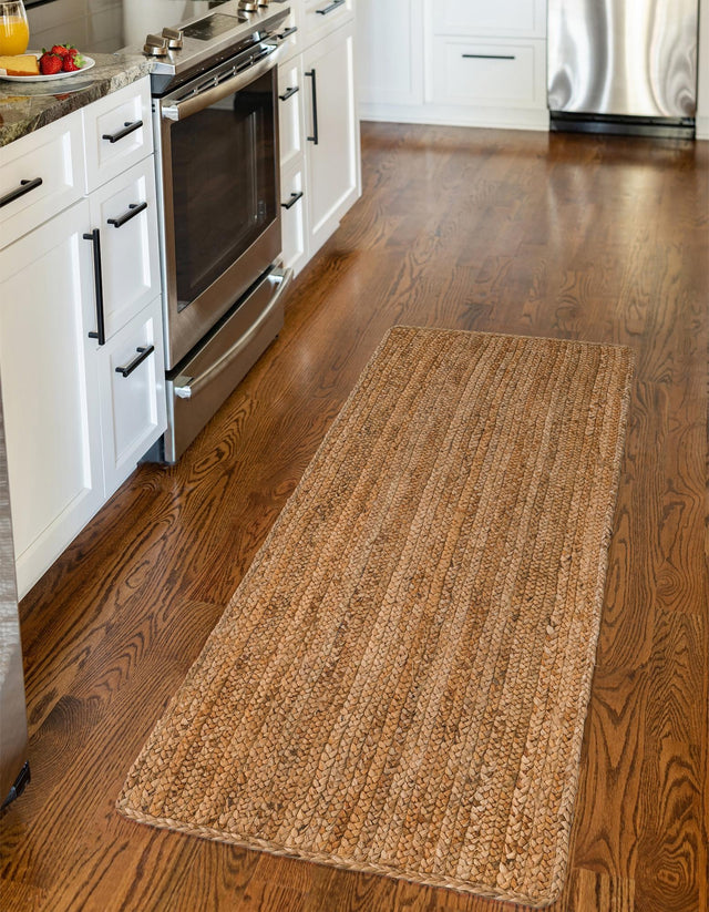 Natural 3' x 10' Braided Jute Luxe Runner Rug