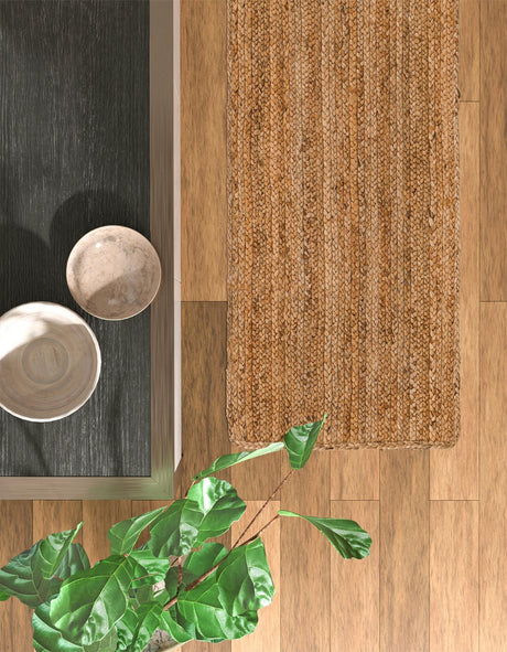 Natural 2' 7 x 10' Braided Jute Luxe Runner Area Rug 100% Jute Hand Braided Luxury Natural Eco-Friendly Boho Style Carpet for Living Rooms Dining Office Space Dorms for Sale at Rug Engine
