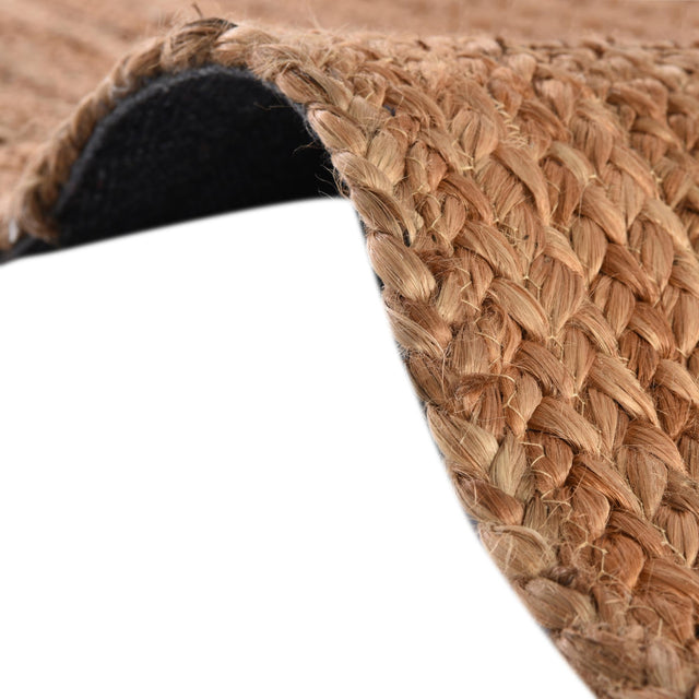 Natural 2' 6 x 6' Braided Jute Luxe Runner Rug