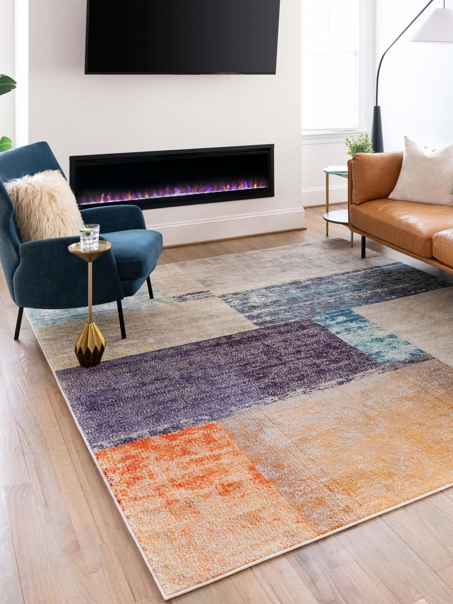 Multicolor 4' x 6' Vivid Rectangle Area Rug Colorful Modern Unique Indoor Easy Clean Durable Carpet Mat for Home Interior Design & Decor for Sale at Rug Engine