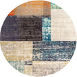 Multicolor 7' x 7' Vivid Round Area Rug Colorful Modern Unique Indoor Easy Clean Durable Carpet Mat for Home Interior Design & Decor for Sale at Rug Engine
