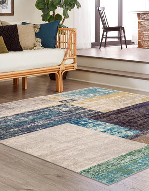 Multicolor 9' 10 x 9' 10 Vivid Square Area Rug Colorful Modern Unique Indoor Easy Clean Durable Carpet Mat for Home Interior Design & Decor for Sale at Rug Engine