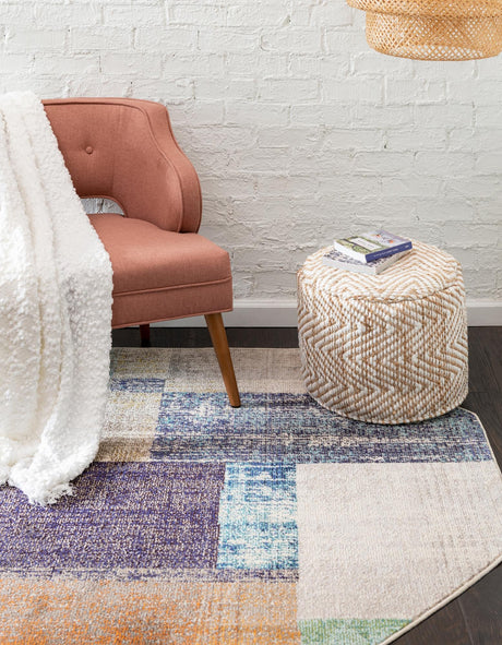 Multicolor 7' 10 x 7' 10 Vivid Octagon Area Rug Colorful Modern Unique Indoor Easy Clean Durable Carpet Mat for Home Interior Design & Decor for Sale at Rug Engine