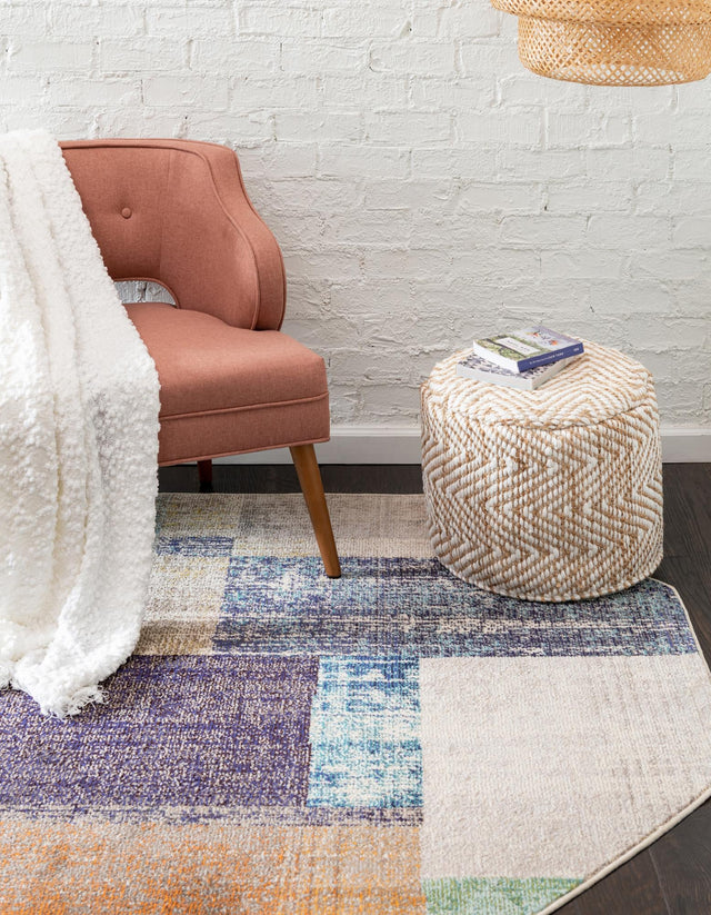 Multicolor 7' 10 x 7' 10 Vivid Octagon Area Rug Colorful Modern Unique Indoor Easy Clean Durable Carpet Mat for Home Interior Design & Decor for Sale at Rug Engine