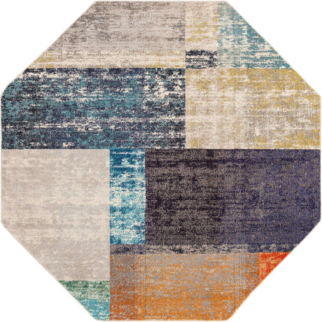 Multicolor 7' 10 x 7' 10 Vivid Octagon Area Rug Colorful Modern Unique Indoor Easy Clean Durable Carpet Mat for Home Interior Design & Decor for Sale at Rug Engine
