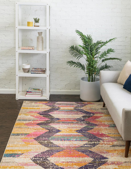 Multicolor 6' x 9' Vivid Rectangle Area Rug Colorful Modern Unique Indoor Easy Clean Durable Carpet Mat for Home Interior Design & Decor for Sale at Rug Engine
