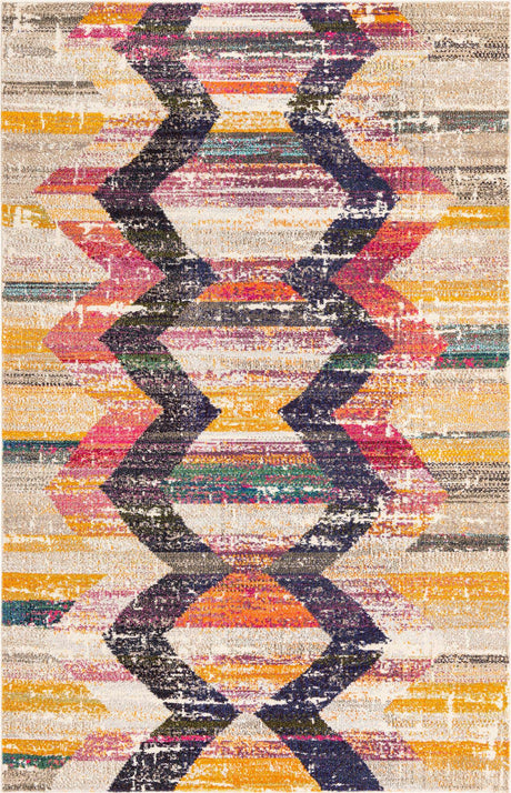 Multicolor 5' 3 x 8' Vivid Rectangle Area Rug Colorful Modern Unique Indoor Easy Clean Durable Carpet Mat for Home Interior Design & Decor for Sale at Rug Engine