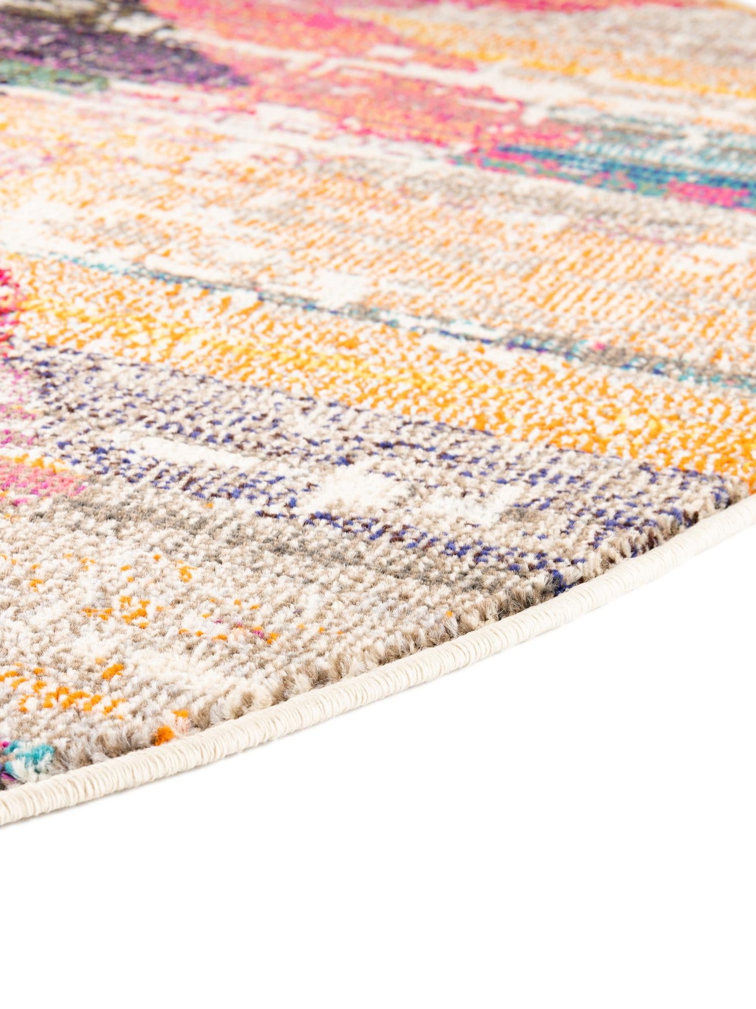Multicolor 7' x 7' Vivid Round Area Rug Colorful Modern Unique Indoor Easy Clean Durable Carpet Mat for Home Interior Design & Decor for Sale at Rug Engine