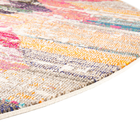 Multicolor 7' x 7' Vivid Round Area Rug Colorful Modern Unique Indoor Easy Clean Durable Carpet Mat for Home Interior Design & Decor for Sale at Rug Engine