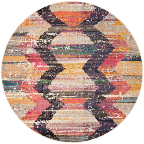 Multicolor 7' x 7' Vivid Round Area Rug Colorful Modern Unique Indoor Easy Clean Durable Carpet Mat for Home Interior Design & Decor for Sale at Rug Engine