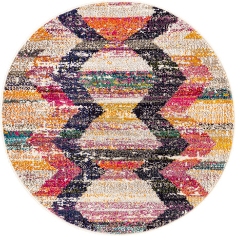 Multicolor 3' 3 x 3' 3 Vivid Round Area Rug Colorful Modern Unique Indoor Easy Clean Durable Carpet Mat for Home Interior Design & Decor for Sale at Rug Engine