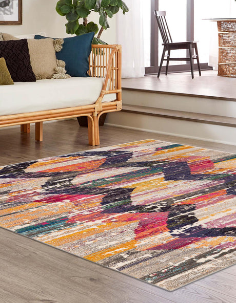 Multicolor 9' 10 x 9' 10 Vivid Square Area Rug Colorful Modern Unique Indoor Easy Clean Durable Carpet Mat for Home Interior Design & Decor for Sale at Rug Engine