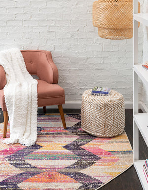 Multicolor 5' 3 x 5' 3 Vivid Octagon Area Rug Colorful Modern Unique Indoor Easy Clean Durable Carpet Mat for Home Interior Design & Decor for Sale at Rug Engine