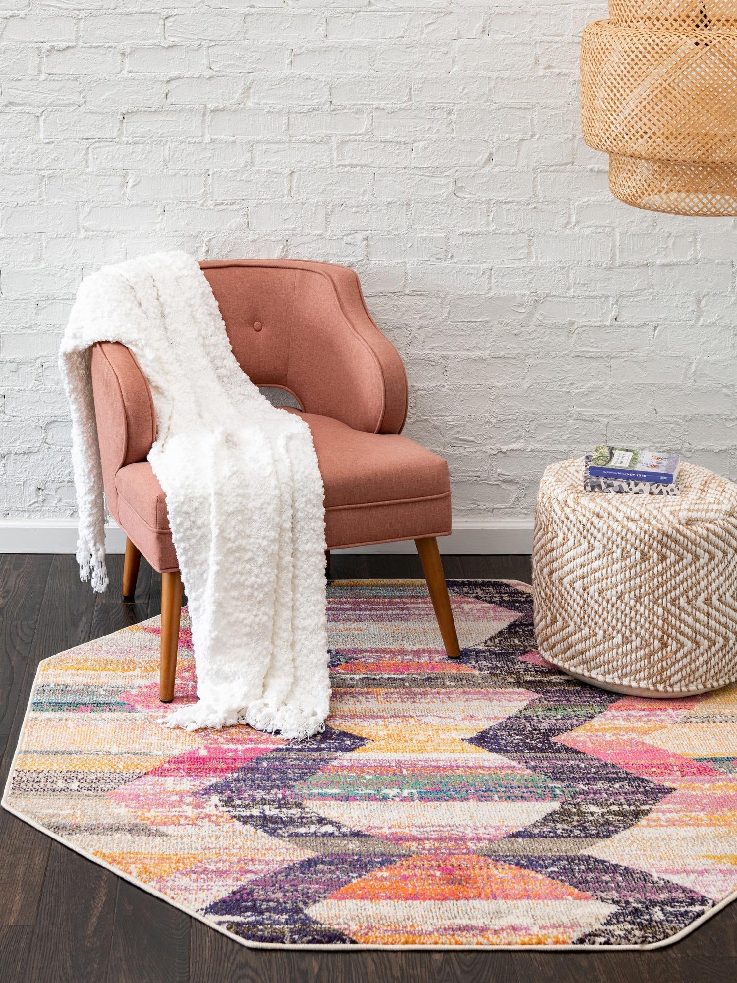 Multicolor 7' 10 x 7' 10 Vivid Octagon Area Rug Colorful Modern Unique Indoor Easy Clean Durable Carpet Mat for Home Interior Design & Decor for Sale at Rug Engine