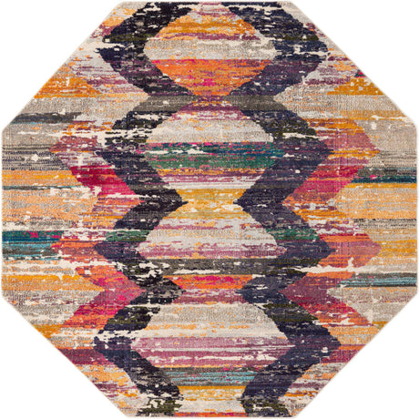 Multicolor 7' 10 x 7' 10 Vivid Octagon Area Rug Colorful Modern Unique Indoor Easy Clean Durable Carpet Mat for Home Interior Design & Decor for Sale at Rug Engine