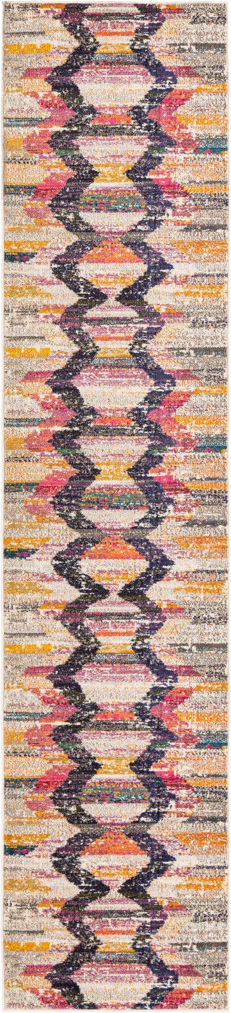 Multicolor 2' 7 x 12' Vivid Runner Area Rug Colorful Modern Unique Indoor Easy Clean Durable Carpet Mat for Home Interior Design & Decor for Sale at Rug Engine