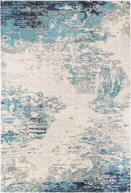 Blue 9' 10 x 14' Vivid Rectangle Area Rug Colorful Modern Unique Indoor Easy Clean Durable Carpet Mat for Home Interior Design & Decor for Sale at Rug Engine
