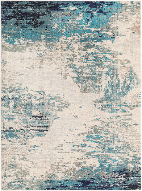 Blue 9' x 12' Vivid Rectangle Area Rug Colorful Modern Unique Indoor Easy Clean Durable Carpet Mat for Home Interior Design & Decor for Sale at Rug Engine