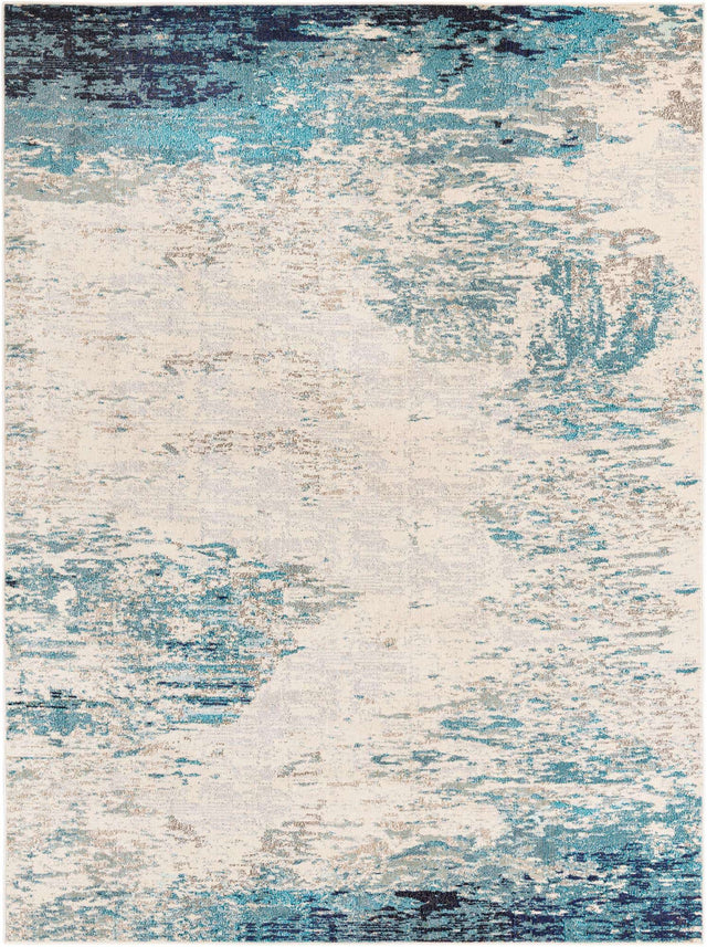 Blue 7' 10 x 10' Vivid Rectangle Area Rug Colorful Modern Unique Indoor Easy Clean Durable Carpet Mat for Home Interior Design & Decor for Sale at Rug Engine