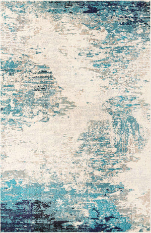 Blue 6' x 9' Vivid Rectangle Area Rug Colorful Modern Unique Indoor Easy Clean Durable Carpet Mat for Home Interior Design & Decor for Sale at Rug Engine