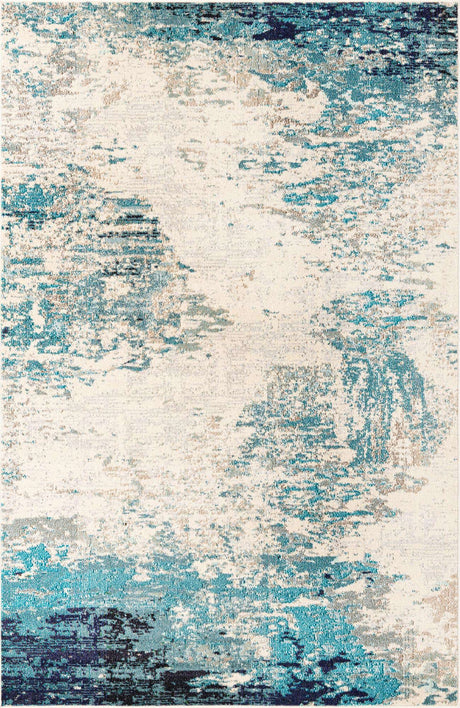 Blue 6' x 9' Vivid Rectangle Area Rug Colorful Modern Unique Indoor Easy Clean Durable Carpet Mat for Home Interior Design & Decor for Sale at Rug Engine