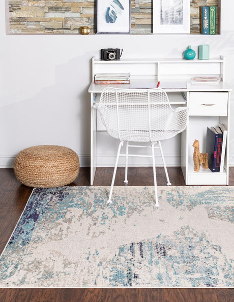 Blue 2' 2 x 3' Vivid Rectangle Area Rug Colorful Modern Unique Indoor Easy Clean Durable Carpet Mat for Home Interior Design & Decor for Sale at Rug Engine