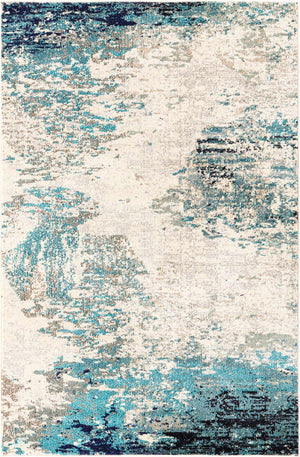 Blue 4' x 6' Vivid Rectangle Area Rug Colorful Modern Unique Indoor Easy Clean Durable Carpet Mat for Home Interior Design & Decor for Sale at Rug Engine