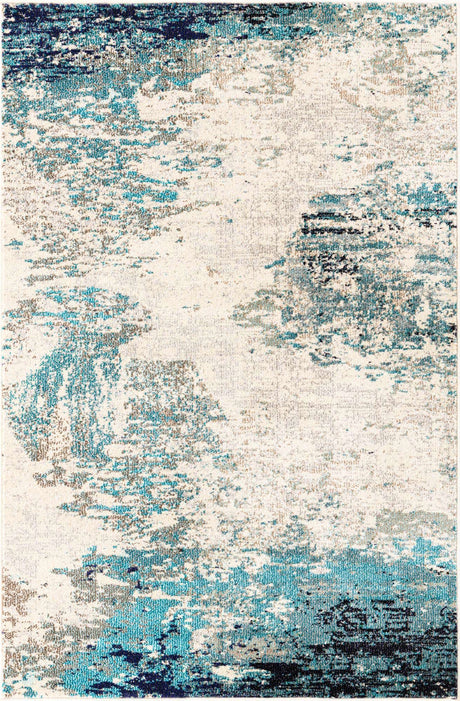 Blue 4' x 6' Vivid Rectangle Area Rug Colorful Modern Unique Indoor Easy Clean Durable Carpet Mat for Home Interior Design & Decor for Sale at Rug Engine