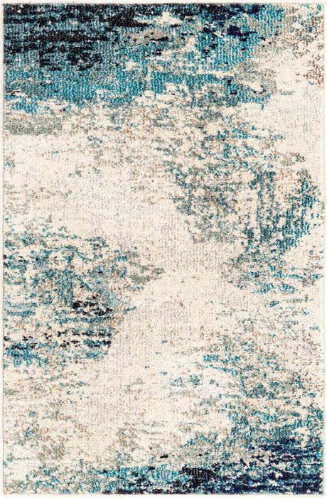 Blue 2' 2 x 3' Vivid Rectangle Area Rug Colorful Modern Unique Indoor Easy Clean Durable Carpet Mat for Home Interior Design & Decor for Sale at Rug Engine