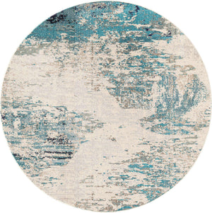 Blue 7' x 7' Vivid Round Area Rug Colorful Modern Unique Indoor Easy Clean Durable Carpet Mat for Home Interior Design & Decor for Sale at Rug Engine