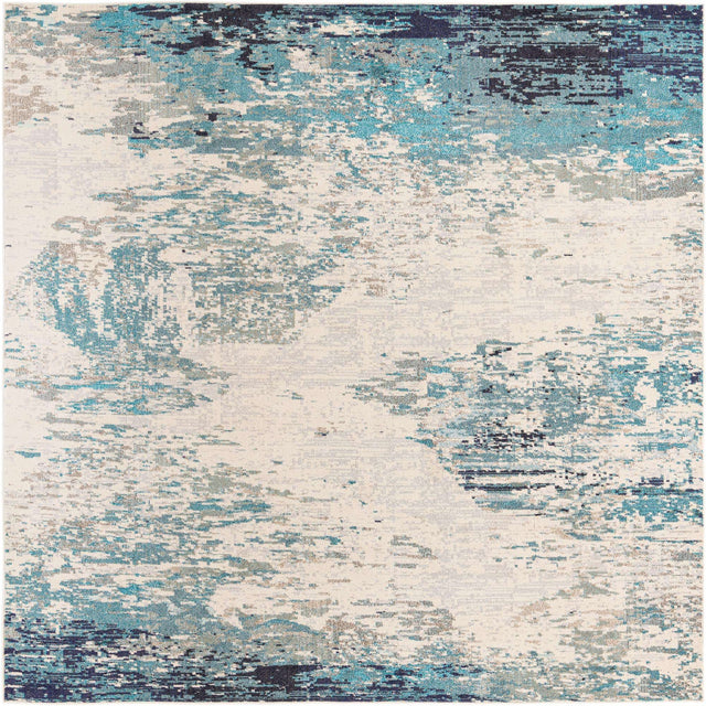 Blue 7' 10 x 7' 10 Vivid Square Area Rug Colorful Modern Unique Indoor Easy Clean Durable Carpet Mat for Home Interior Design & Decor for Sale at Rug Engine