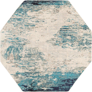Blue 7' 10 x 7' 10 Vivid Octagon Area Rug Colorful Modern Unique Indoor Easy Clean Durable Carpet Mat for Home Interior Design & Decor for Sale at Rug Engine