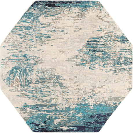 Blue 7' 10 x 7' 10 Vivid Octagon Area Rug Colorful Modern Unique Indoor Easy Clean Durable Carpet Mat for Home Interior Design & Decor for Sale at Rug Engine