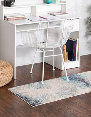 Blue 2' x 8' Vivid Runner Area Rug Colorful Modern Unique Indoor Easy Clean Durable Carpet Mat for Home Interior Design & Decor for Sale at Rug Engine