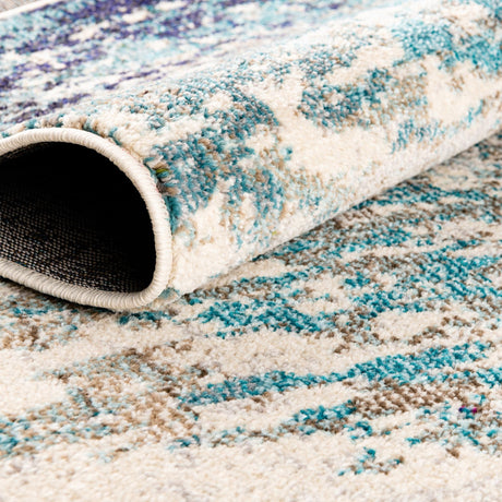 Blue 2' x 8' Vivid Runner Area Rug Colorful Modern Unique Indoor Easy Clean Durable Carpet Mat for Home Interior Design & Decor for Sale at Rug Engine