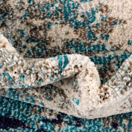 Blue 2' x 8' Vivid Runner Area Rug Colorful Modern Unique Indoor Easy Clean Durable Carpet Mat for Home Interior Design & Decor for Sale at Rug Engine