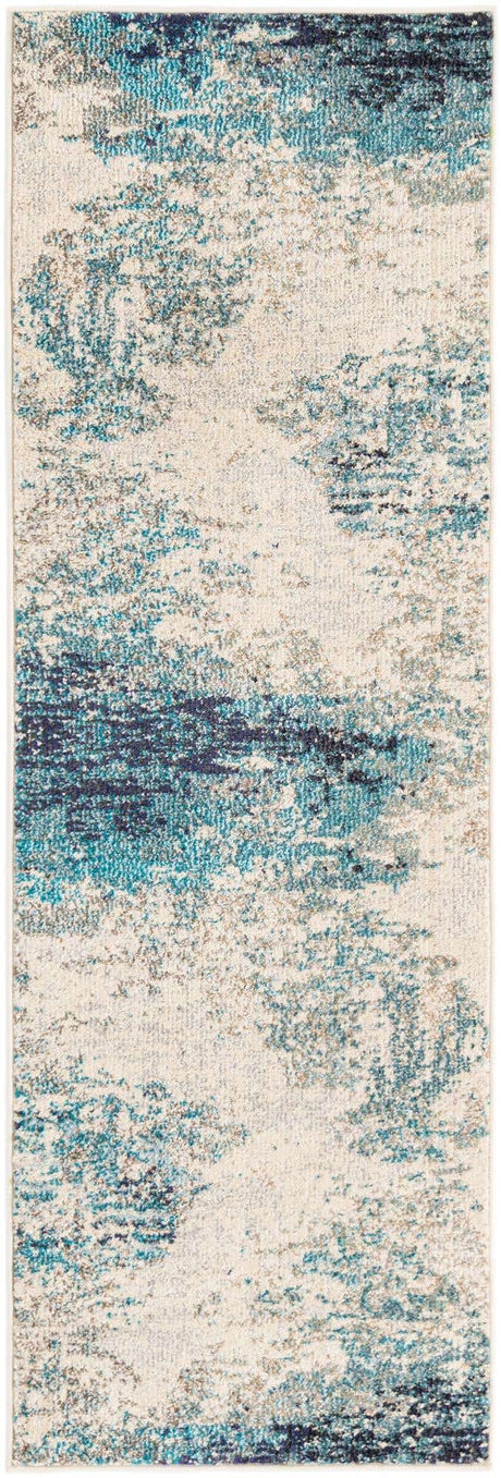 Blue 2' x 8' Vivid Runner Area Rug Colorful Modern Unique Indoor Easy Clean Durable Carpet Mat for Home Interior Design & Decor for Sale at Rug Engine