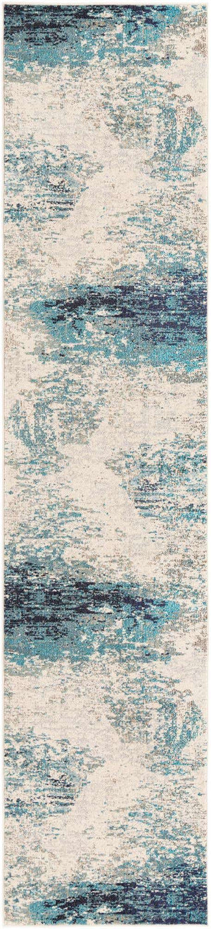 Blue 2' 7 x 12' Vivid Runner Area Rug Colorful Modern Unique Indoor Easy Clean Durable Carpet Mat for Home Interior Design & Decor for Sale at Rug Engine