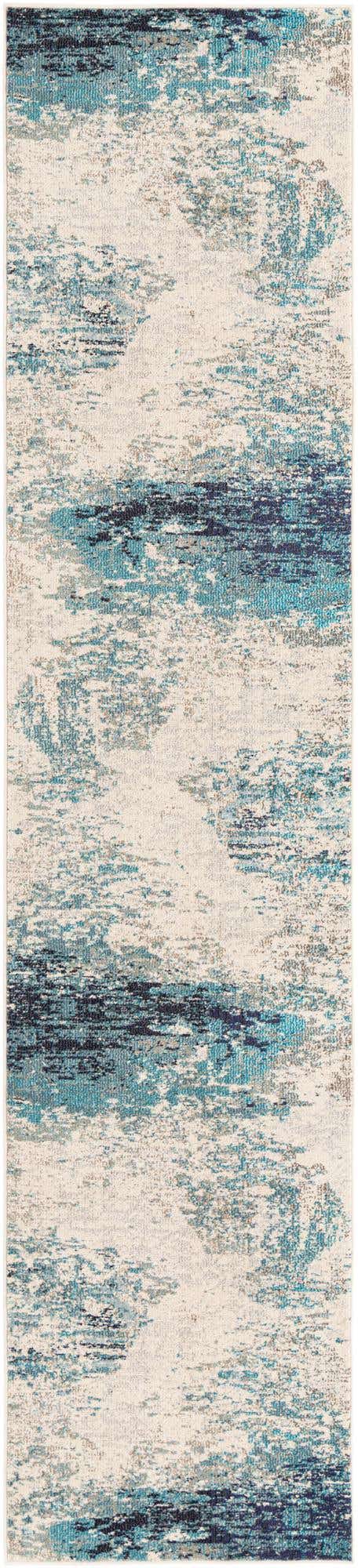 Blue 2' 7 x 12' Vivid Runner Area Rug Colorful Modern Unique Indoor Easy Clean Durable Carpet Mat for Home Interior Design & Decor for Sale at Rug Engine