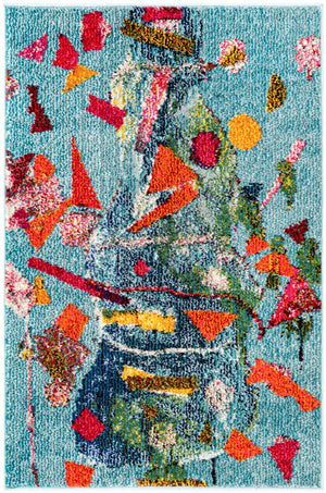 Aqua 2' 2 x 3' Vivid Rectangle Area Rug Colorful Modern Unique Indoor Easy Clean Durable Carpet Mat for Home Interior Design & Decor for Sale at Rug Engine