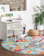 Aqua 7' x 7' Vivid Round Area Rug Colorful Modern Unique Indoor Easy Clean Durable Carpet Mat for Home Interior Design & Decor for Sale at Rug Engine