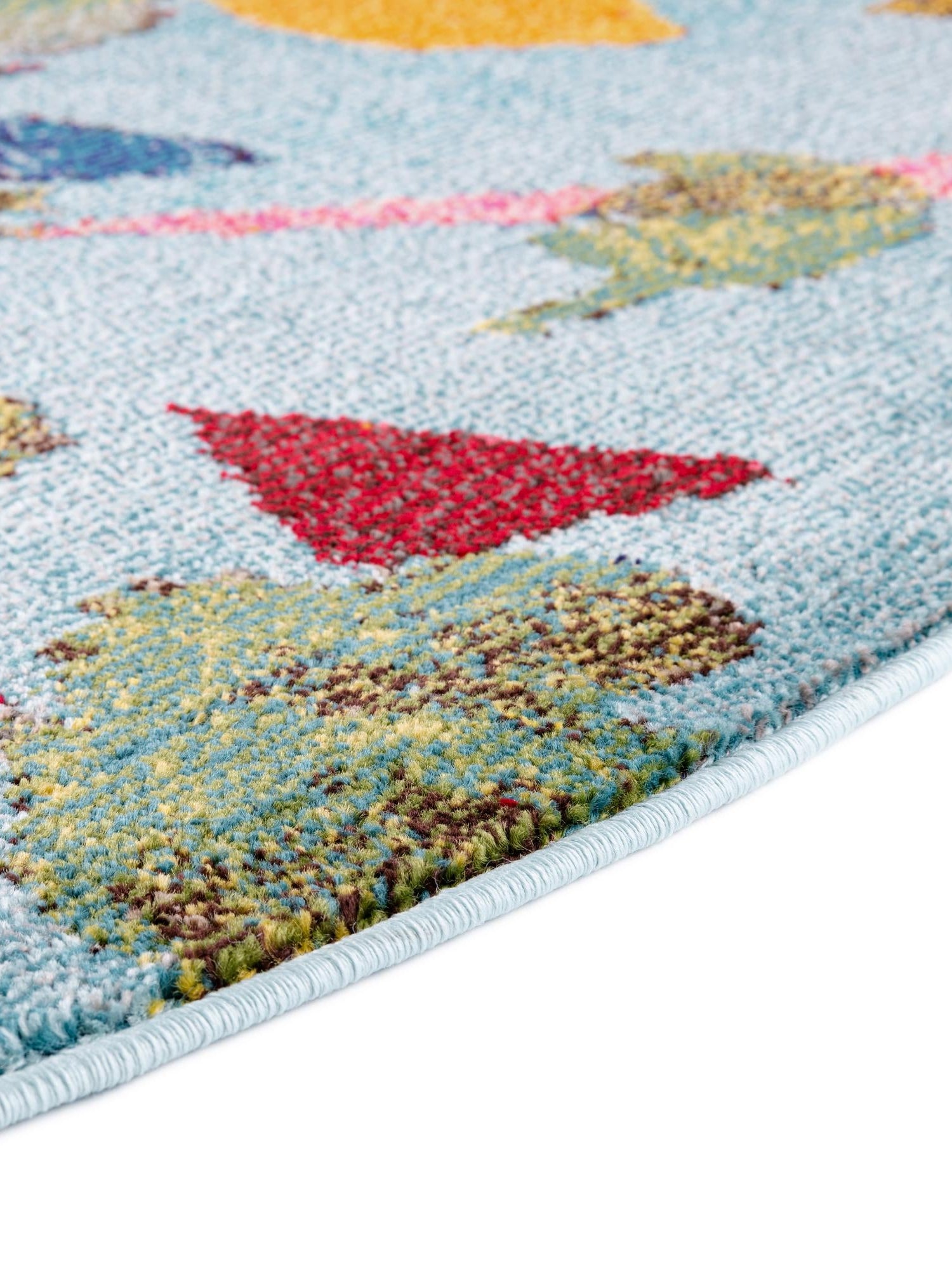 Aqua 7' x 7' Vivid Round Area Rug Colorful Modern Unique Indoor Easy Clean Durable Carpet Mat for Home Interior Design & Decor for Sale at Rug Engine