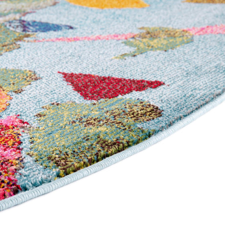 Aqua 7' x 7' Vivid Round Area Rug Colorful Modern Unique Indoor Easy Clean Durable Carpet Mat for Home Interior Design & Decor for Sale at Rug Engine