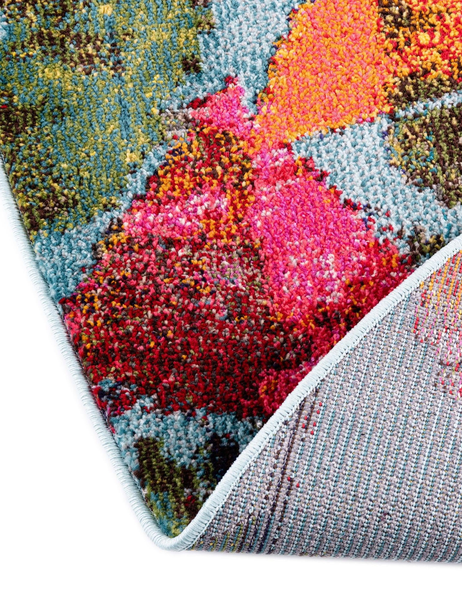 Aqua 7' x 7' Vivid Round Area Rug Colorful Modern Unique Indoor Easy Clean Durable Carpet Mat for Home Interior Design & Decor for Sale at Rug Engine