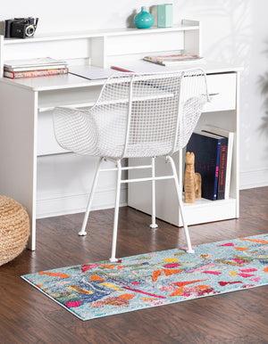 Aqua 2' 7 x 12' Vivid Runner Area Rug Colorful Modern Unique Indoor Easy Clean Durable Carpet Mat for Home Interior Design & Decor for Sale at Rug Engine