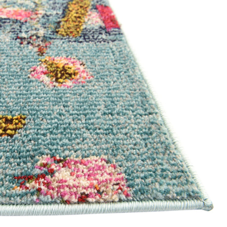 Aqua 2' x 8' Vivid Runner Area Rug Colorful Modern Unique Indoor Easy Clean Durable Carpet Mat for Home Interior Design & Decor for Sale at Rug Engine