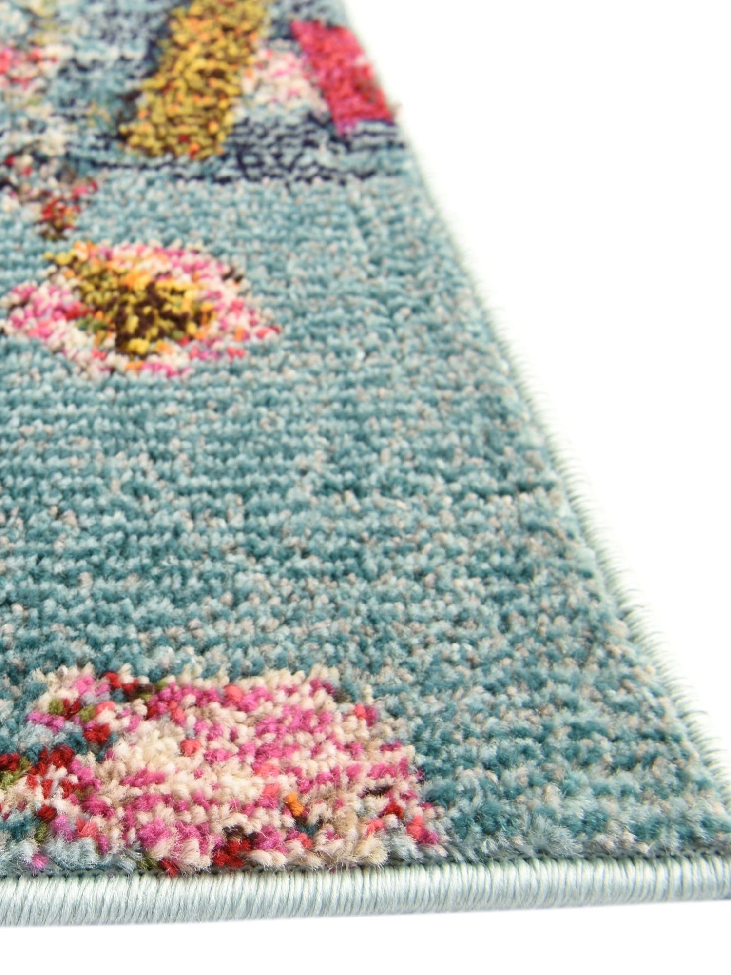 Aqua 2' 7 x 12' Vivid Runner Area Rug Colorful Modern Unique Indoor Easy Clean Durable Carpet Mat for Home Interior Design & Decor for Sale at Rug Engine