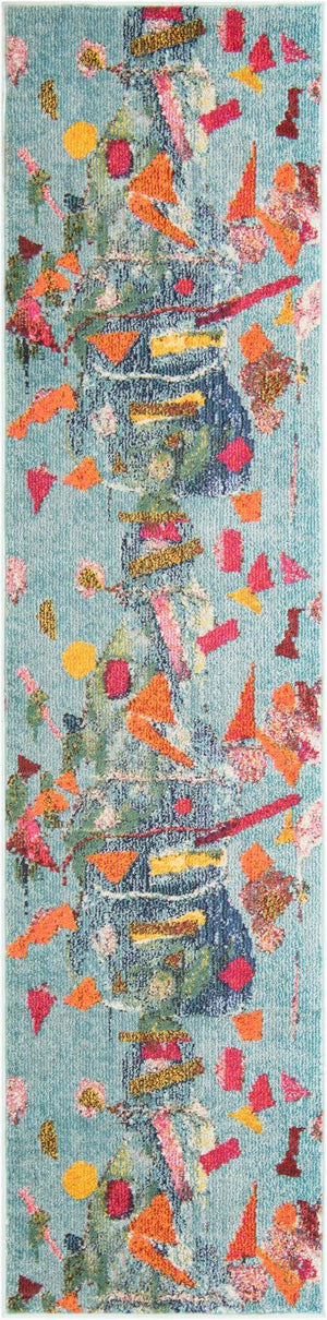 Aqua 2' x 8' Vivid Runner Area Rug Colorful Modern Unique Indoor Easy Clean Durable Carpet Mat for Home Interior Design & Decor for Sale at Rug Engine