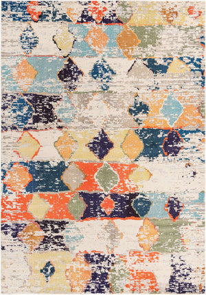 Ivory 9' 10 x 14' Vivid Rectangle Area Rug Colorful Modern Unique Indoor Easy Clean Durable Carpet Mat for Home Interior Design & Decor for Sale at Rug Engine