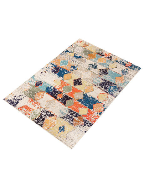 Ivory 6' x 9' Vivid Rectangle Area Rug Colorful Modern Unique Indoor Easy Clean Durable Carpet Mat for Home Interior Design & Decor for Sale at Rug Engine